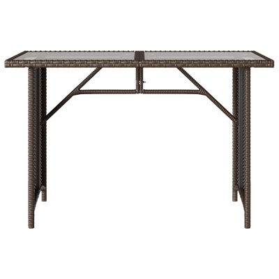 vidaXL Garden Table with Glass Top Brown 110x68x70 cm Poly Rattan