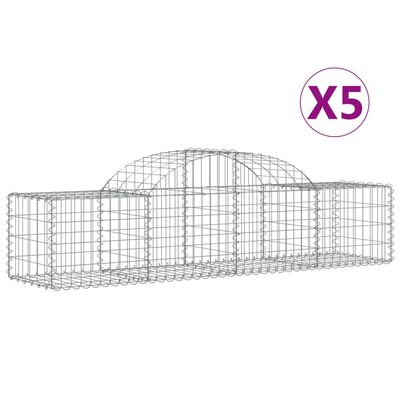 vidaXL Arched Gabion Baskets 5 pcs 200x50x40/60 cm Galvanised Iron