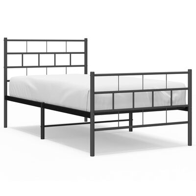 vidaXL Metal Bed Frame without Mattress with Footboard Black 100x200 cm