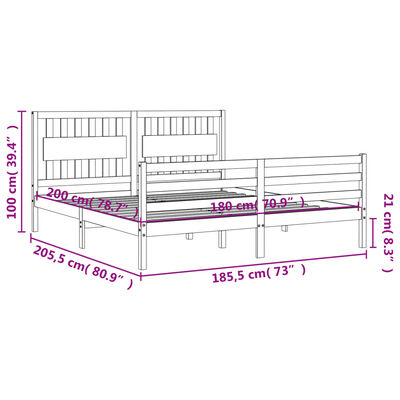 vidaXL Bed Frame without Mattress Super King Size Solid Wood