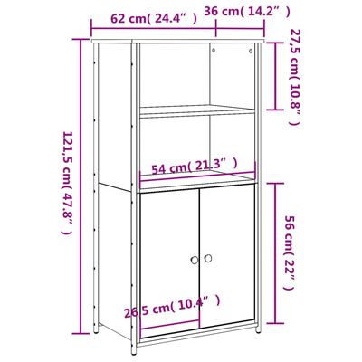 vidaXL Highboard Black 62x36x121.5 cm Engineered Wood