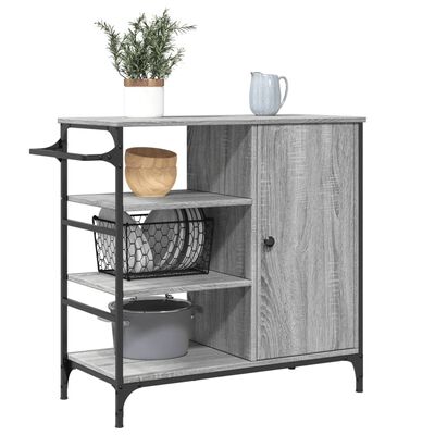 vidaXL Kitchen Trolley Grey Sonoma 87.5x38.5x84.5 cm Engineered Wood