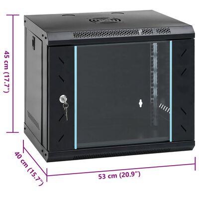 vidaXL 9U Wall Mounted Network Cabinet 19" IP20 53x40x45 cm