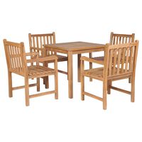 vidaXL 5 Piece Outdoor Dining Set Solid Teak Wood