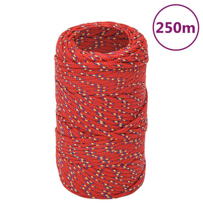 vidaXL Boat Rope Red 2 mm 250 m Polypropylene