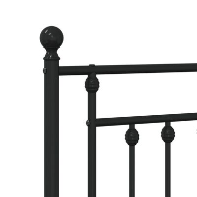 vidaXL Metal Bed Frame without Mattress with Footboard Black 200x200 cm