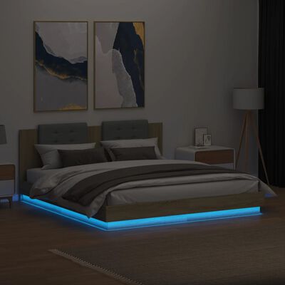 vidaXL Bed Frame with LED without Mattress Sonoma Oak 160x200 cm