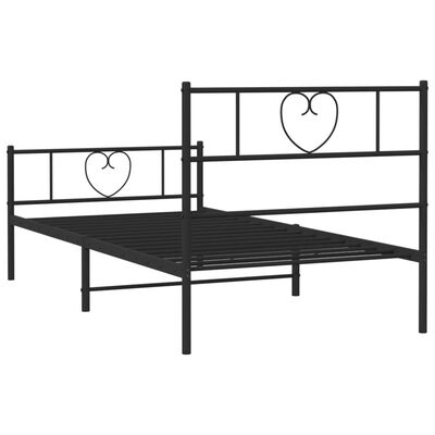 vidaXL Metal Bed Frame without Mattress with Footboard Black 90x190 cm Single