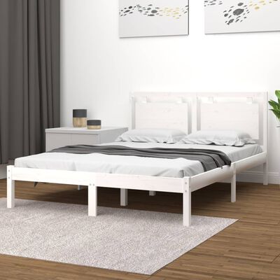 vidaXL Bed Frame without Mattress White 140x190 cm Solid Wood