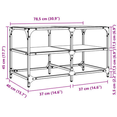 vidaXL Coffee Table with Transparent Glass Top 78.5x40x45 cm Steel