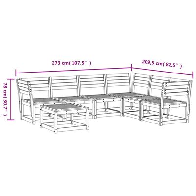 vidaXL 7 Piece Garden Lounge Set Wax Brown Solid Wood Pine