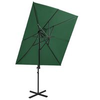 vidaXL Cantilever Garden Parasol with Double Top Green 250x250 cm