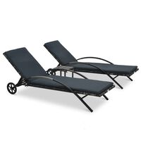 vidaXL Sun Loungers with Table Poly Rattan Anthracite