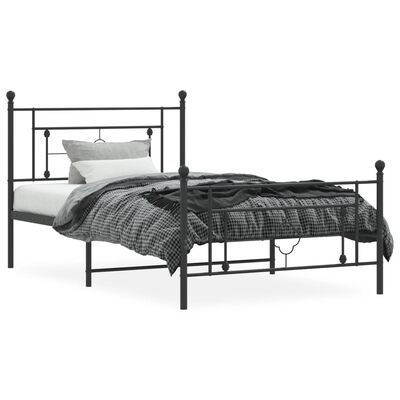 vidaXL Metal Bed Frame without Mattress with Footboard Black 107x203 cm