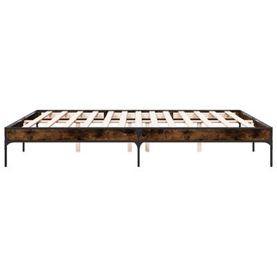 vidaXL Bed Frame without Mattress Smoked Oak 180x200 cm Super King