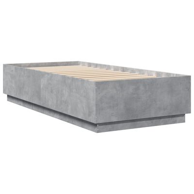 vidaXL Bed Frame with LED Lights Concrete Grey 100x200 cm Engineered Wood