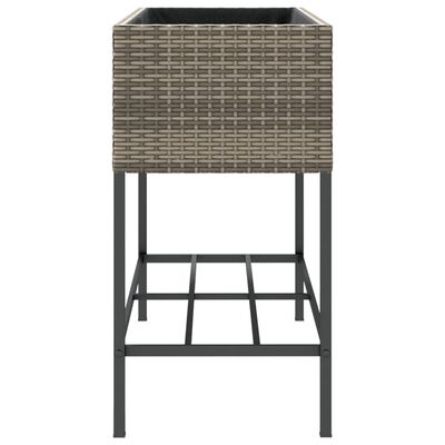 vidaXL Garden Planters with Shelf 2 pcs Grey 90x40x75 cm Poly Rattan