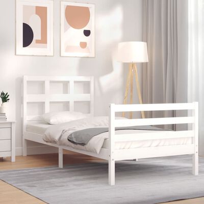 vidaXL Bed Frame without Mattress White 90x200 cm Solid Wood