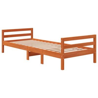 vidaXL Bed Frame without Mattress Wax Brown 75x190 cm Small Single Solid Wood Pine