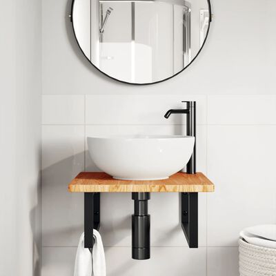 vidaXL Basin Shelf Wall Mounted Steel and Solid Wood Oak