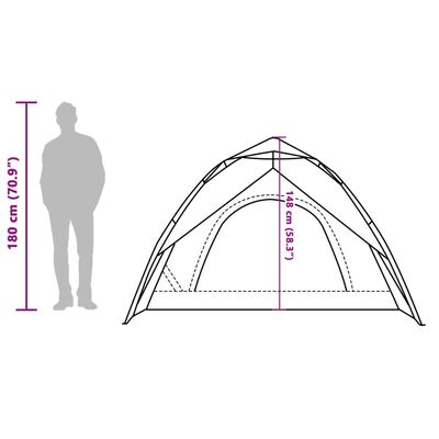 vidaXL Camping Tent Dome 3-Person Green Quick Release