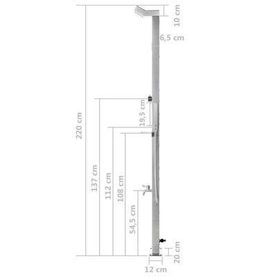 vidaXL Garden Shower with Brown Base 225 cm Stainless Steel