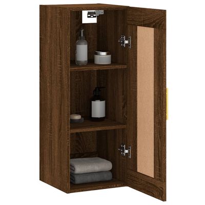 vidaXL Wall Mounted Cabinet Brown Oak 34.5x34x90 cm Engineered Wood