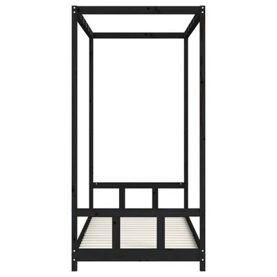 vidaXL Kids Bed Frame Black 90x200 cm Solid Wood Pine