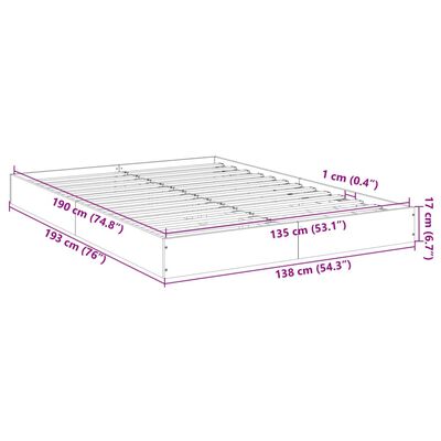 vidaXL Bed Frame without Mattress Smoked Oak 135x190 cm Double Engineered Wood