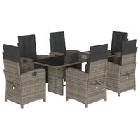 vidaXL 7 Piece Garden Dining Set with Cushions Grey Poly Rattan