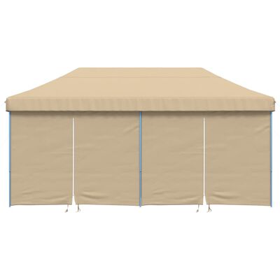 vidaXL Foldable Party Tent Pop-Up with 4 Sidewalls Beige