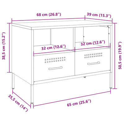 vidaXL TV Cabinet Mustard Yellow 68x39x50.5 cm Steel