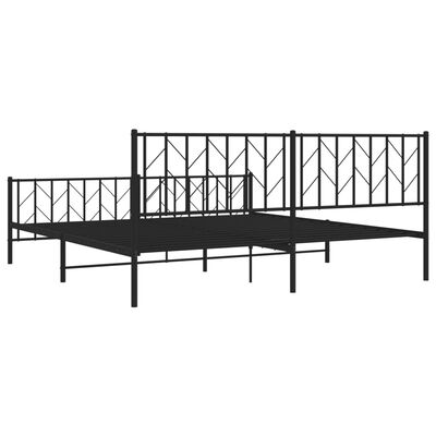 vidaXL Metal Bed Frame without Mattress with Footboard Black 193x203 cm