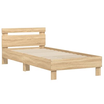 vidaXL Bed Frame without Mattress with LED Lights Sonoma Oak 90x200 cm