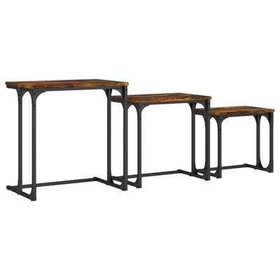 vidaXL Nesting Coffee Tables 3 pcs Smoked Oak Engineered Wood