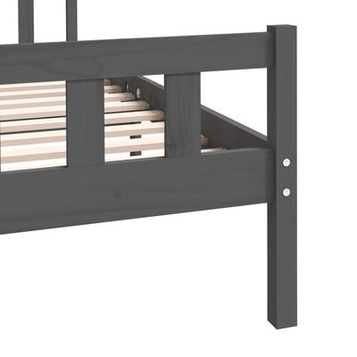 vidaXL Bed Frame without Mattress Grey Solid Wood Double