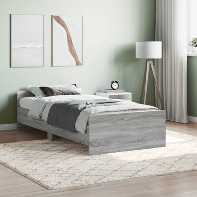 vidaXL Bed Frame without Mattress Grey Sonoma 90x190 cm Single Engineered Wood