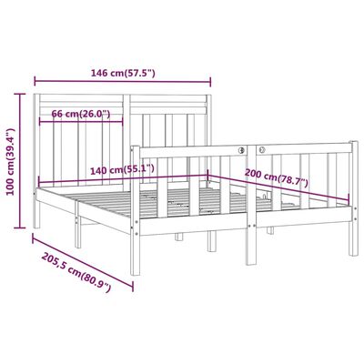 vidaXL Bed Frame without Mattress Solid Wood Pine 140x200 cm