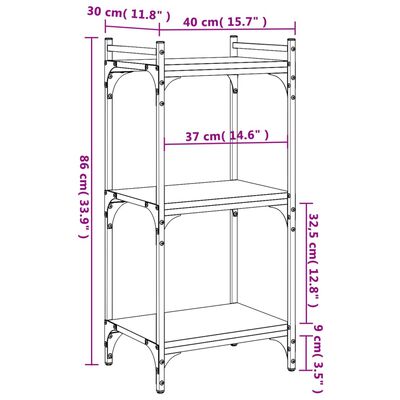 vidaXL Bookcase 3-Tier Sonoma Oak 40x30x86 cm Engineered Wood