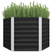 vidaXL Garden Raised Bed Anthracite 129x129x77 cm Galvanised Steel