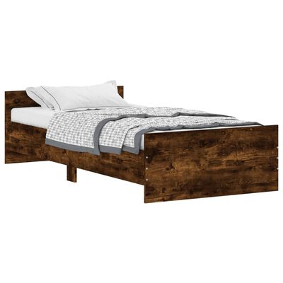 vidaXL Bed Frame without Mattress Smoked Oak 90x190 cm Single Engineered Wood