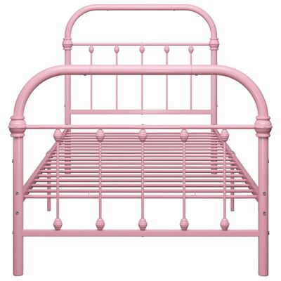 vidaXL Bed Frame without Mattress Pink Metal 100x200 cm