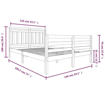 vidaXL Bed Frame without Mattress Double Solid Wood