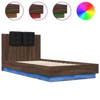 vidaXL Bed Frame with LED without Mattress Brown Oak 75x190 cm Small Single