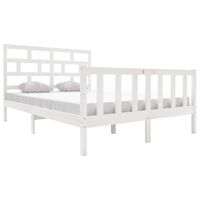 vidaXL Bed Frame without Mattress White Solid Wood Pine King Size