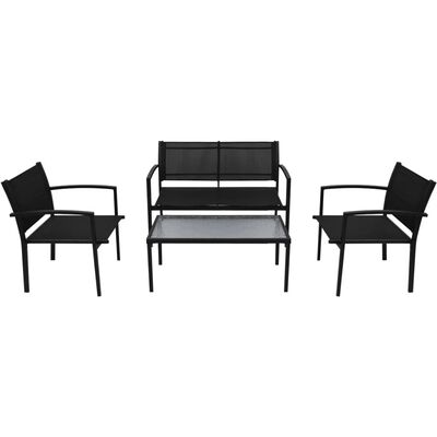 vidaXL 4 Piece Garden Lounge Set Textilene Black