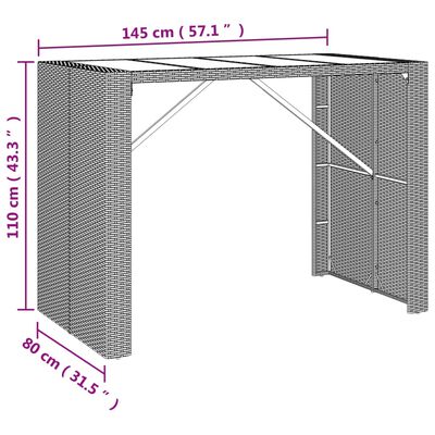 vidaXL 7 Piece Garden Bar Set Grey Poly Rattan& Solid Wood Acacia