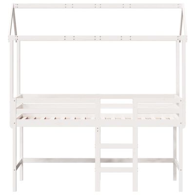 vidaXL Loft Bed with Ladder and Roof without Mattress White 80x200 cm