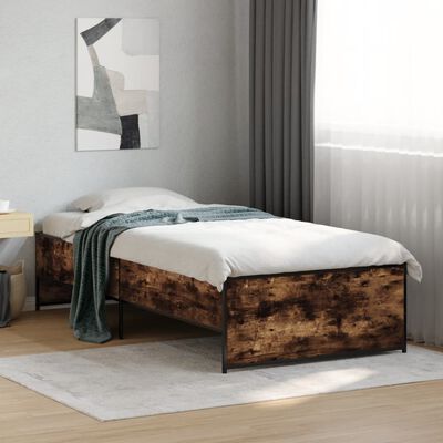 vidaXL Bed Frame without Mattress Smoked Oak 100x200 cm