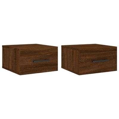 vidaXL Wall-mounted Bedside Cabinets 2 pcs Brown Oak 35x35x20 cm